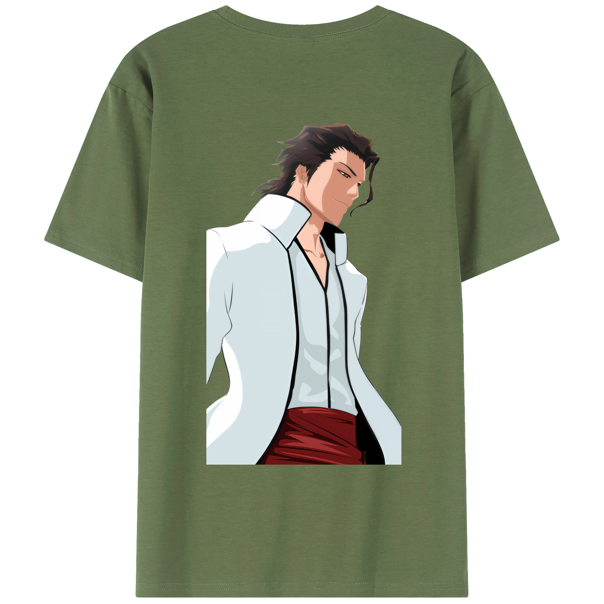 （画像用） ブリーチ 藍染 惣右介（あいぜん そうすけ） BLEACH Aizen Sousuke 綿100％ メンズ半袖Tシャツ（バックプリント） 通気性